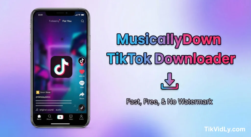 Макет мобильного устройства для скачивания TikTok от MusicallyDown