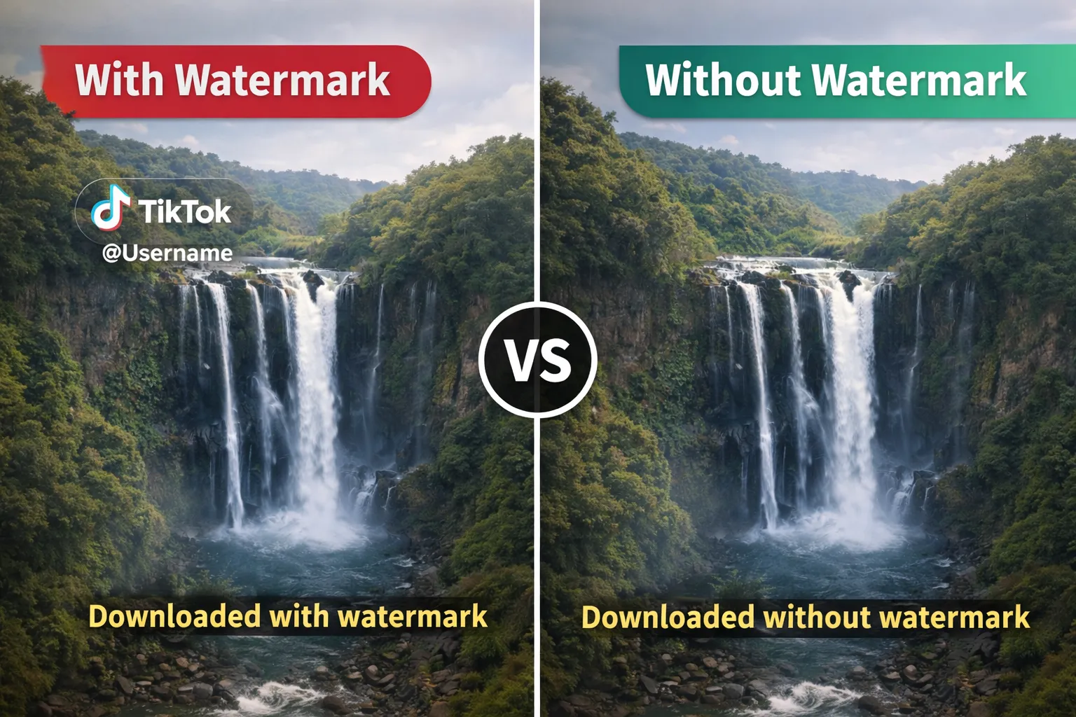 TikTok-video met watermerk vs sonder watermerk