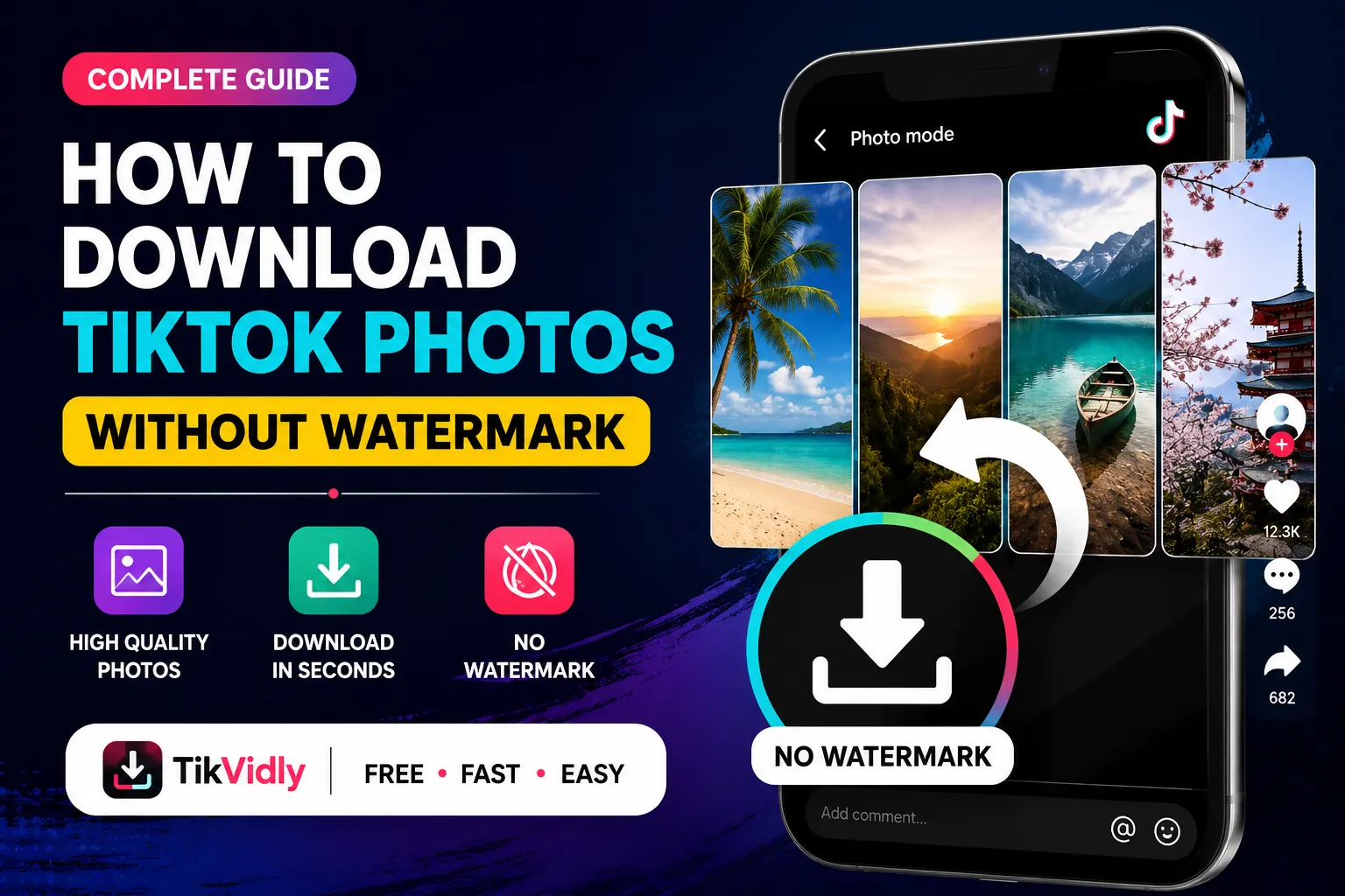 TikTok Photo Downloader showing how to download TikTok photos without watermark in HD quality