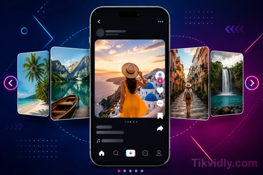 Example of TikTok photo post showing a carousel slideshow with multiple images
