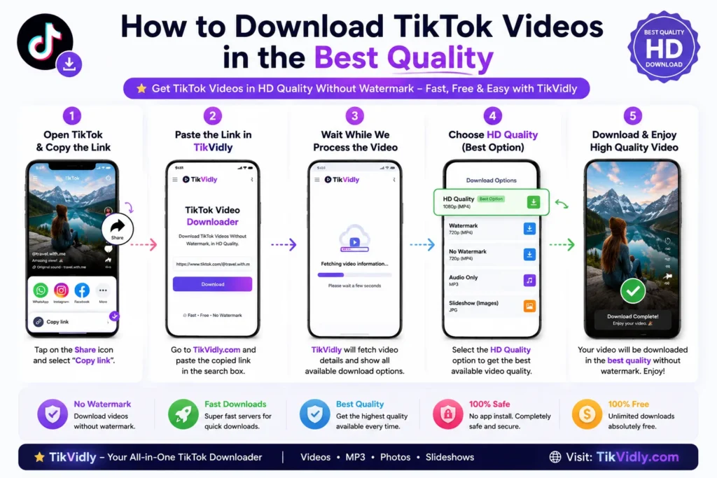 Step by step guide showing how to download TikTok videos in the best available quality.